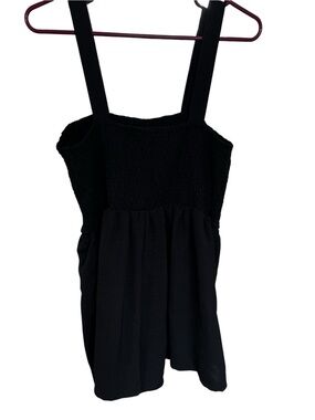 Black Smocked Tank Romper - Women